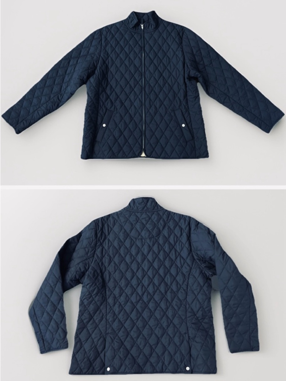 Lands End Women's Navy Blue Quilted Lightweight Full Zip Jacket sz XL New